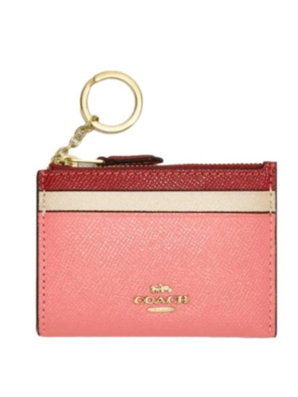 Last One! Coach Colorblock Leather Mini ID Skinny Card Case CC821 Candy Pink